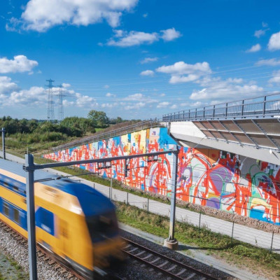 Museum Mural - Streetart door Kenneth Letsoin a.k.a. Naamloozz